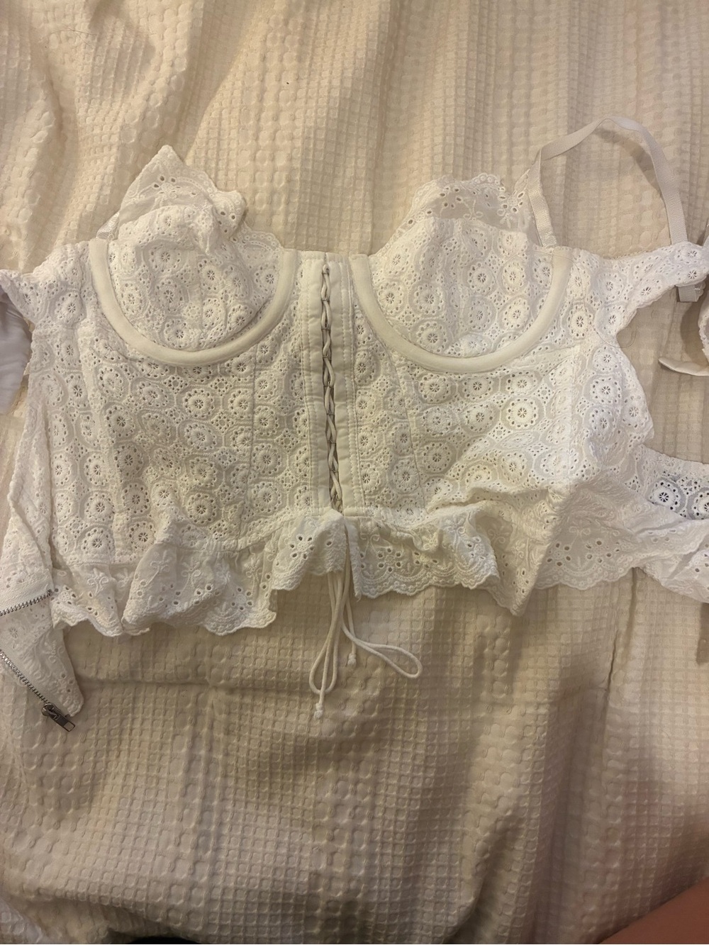 sundays White Eyelet Lace Corset Camisole